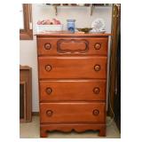 Vintage Wooden 4 Drawer Chest / Highboy Dresser 