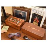 Wood Boxes, Books, Sunglasses