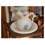 Wood Wash Stand with Mirror & Barley Twist Legs