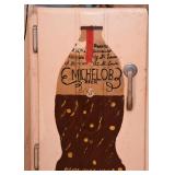 Vintage Small Refrigerator with Folk Art Michelob Painted Door