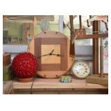 Handmade Wood Wall Clock, Wall Thermometer