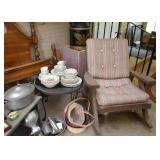 Wrought Iron Patio Side Table, Outdoor Chair, Dinnerware 