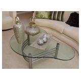 Contemporary Glass-Top Cocktail / Coffee Table with Metal Base, Home Decor