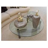 Contemporary Glass-Top Cocktail / Coffee Table with Metal Base, Home Decor