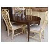 Dining Table with Leaf, 6 Dining Chairs with Upholstered Seats