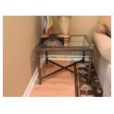 Contemporary Metal End Table with Glass Top