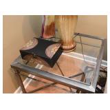 Contemporary Metal End Table with Glass Top
