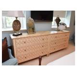 Contemporary 3-Drawer Lowboy Chests with Stone Tops (Matching Pair)