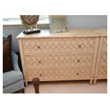 Contemporary 3-Drawer Lowboy Chests with Stone Tops (Matching Pair)