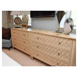 Contemporary 3-Drawer Lowboy Chests with Stone Tops (Matching Pair)