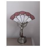 Art Deco Style Table Lamp with Stained Glass