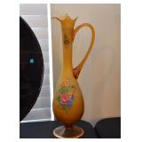 Vintage Painted Glass Pitcher