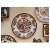 Brown Transferware Plates / Wall Decor