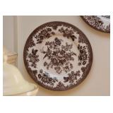 Brown Transferware Plates / Wall Decor