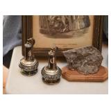 Silverplate Table Lighters, Fossil Paperweight