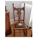 Antique Rocking Chair with Needlepoint Seat