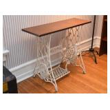 White Painted Singer Sewing Machine Table Base with Added Top