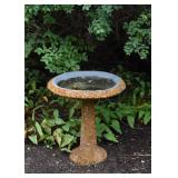 Stone Covered Birdbath
