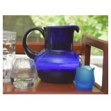 Cobalt Blue Glass Pitcher, Votive Candle Holders