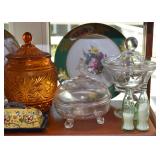Glass Candy Dishes, Decorative Metal Plate, Salt & Pepper, Pottery Butter Dish
