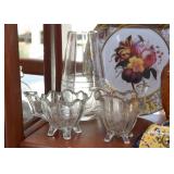 Glass Sugar & Creamer, Crystal Vase