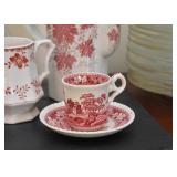 Red Transferware Teacup