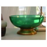 Vintage Green Glass Serving Bowl