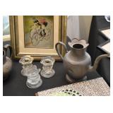 Candle Holders, Pewter Teapot