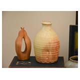 Studio Pottery Vase, Wooden Penguins Sculpture