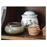 Pottery, Ceramics, Miniature Pine Needle Basket