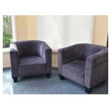 Pair of Navy Blue Pigskin Suede Chairs