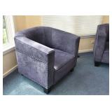 Pair of Navy Blue Pigskin Suede Chairs