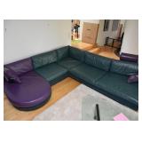 BUY IT NOW! $3,500 - Sectional Sofa, Leather Top & Suede Base/Back with ottoman (approx. 119" x 104"