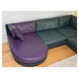 BUY IT NOW! $3,500 - Sectional Sofa, Leather Top & Suede Base/Back with ottoman (approx. 119" x 104"