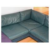 BUY IT NOW! $3,500 - Sectional Sofa, Leather Top & Suede Base/Back with ottoman (approx. 119" x 104"