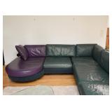 BUY IT NOW! $3,500 - Sectional Sofa, Leather Top & Suede Base/Back with ottoman (approx. 119" x 104"