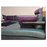 BUY IT NOW! $3,500 - Sectional Sofa, Leather Top & Suede Base/Back with ottoman (approx. 119" x 104"