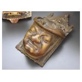 BUY IT NOW!  $150 - Antique Brass Figural Monk Face Match Safe with Cathedral Back