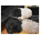 Vintage Frank Olive Feather Hats with Matching Muffs