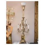 Ornate Multi-Arm Floor Lamp with Crystals