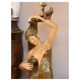 Vintage Plaster Lady / Floor Lamp with Crystals 