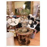 Ornate Italian Side Table with Table Lamp Topper & Crystals
