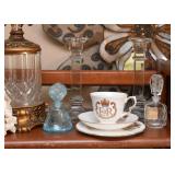 Glass Candlesticks, Perfume Bottles, Teacup