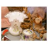 Vintage Glass Ruffle Vase (Violets)