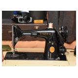 Vintage French Provincial Sewing Machine Table with Singer Sewing Machine