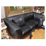 Black Leather 3-Seat Sofa