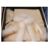 Stunning Vintage Baptismal Baby Gown / Blanket with Fur Trim