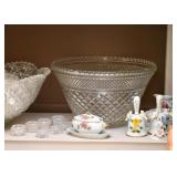 Punch Bowl, Individual Salts, Collectible Bells, Porcelain