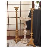 Large Brass Floor Candlesticks / Candle Holders