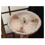 Vintage Porcelain Pedestal / Stand with Roses